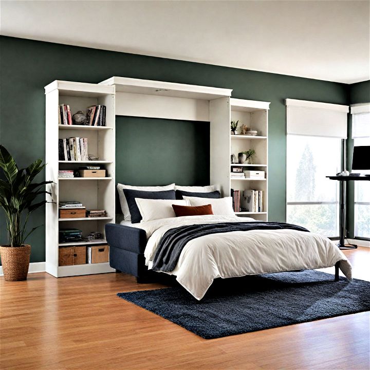 clutter free murphy bed with sofa storage