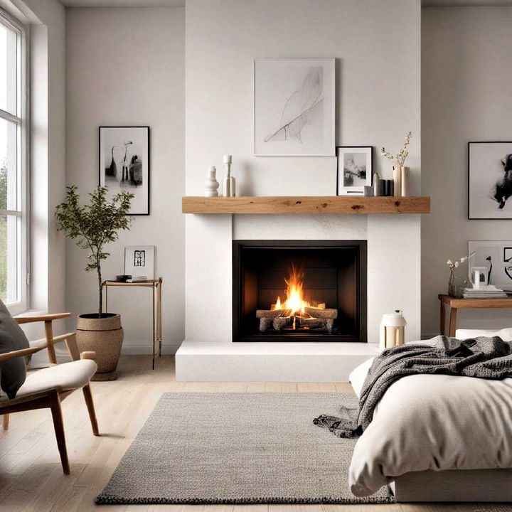 clutter free scandinavian fireplace