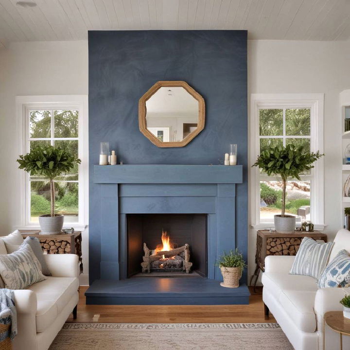 coastal blue fireplace for living room