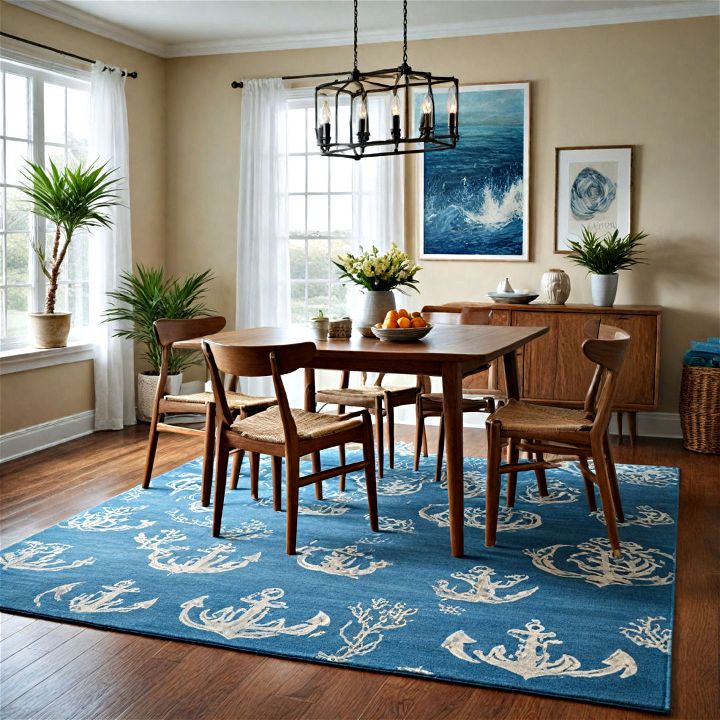 coastal nautical rug for dining room