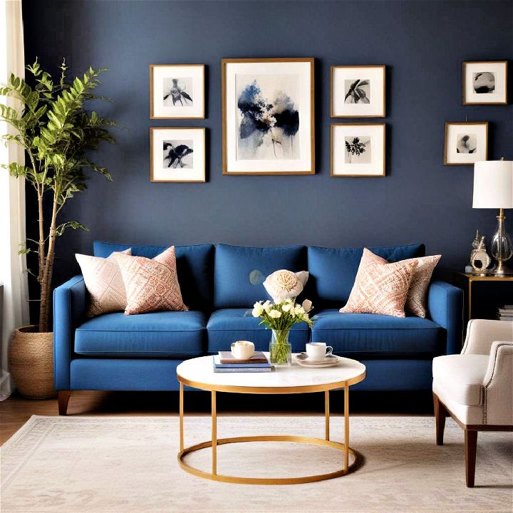 cobalt blue sofa to relax