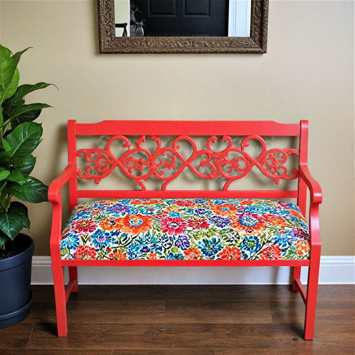 colorful bench to brighten up your entryway