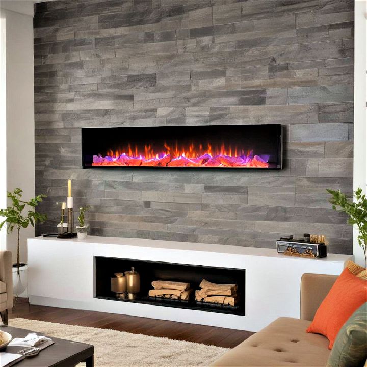 colorful led linear fireplace