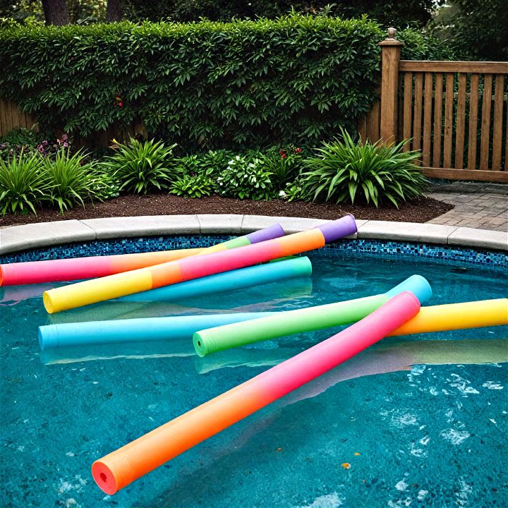 colorful pool noodles for backyard pool