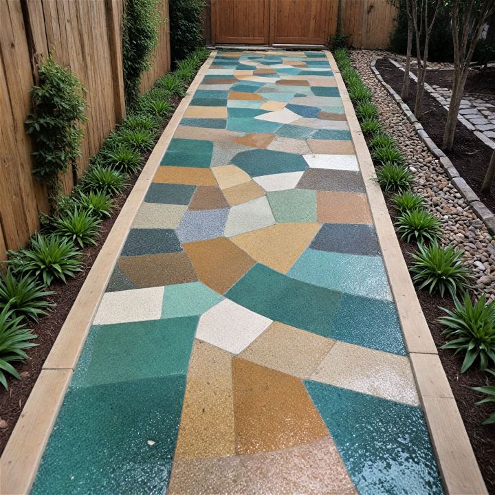 colorful recycled glass walkway