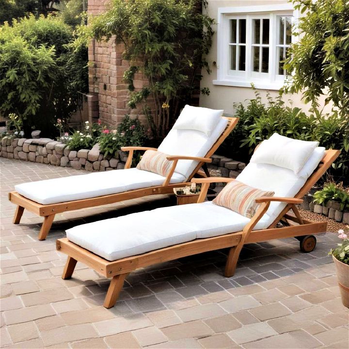 comfy wooden loungers for courtyard