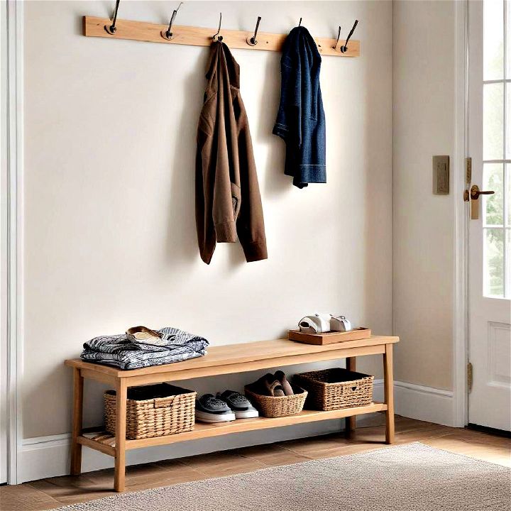 compact and slim entryway bench