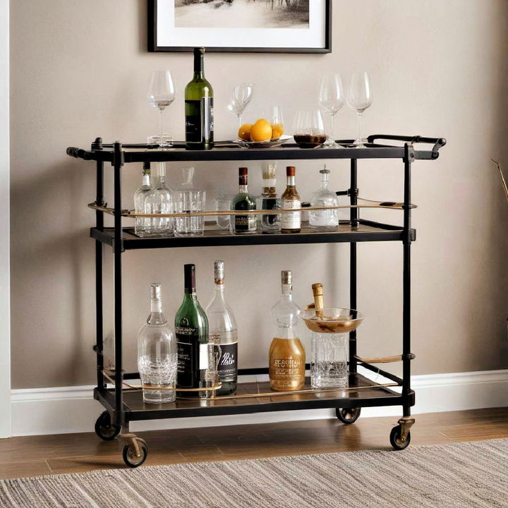 compact and stylish bar cart