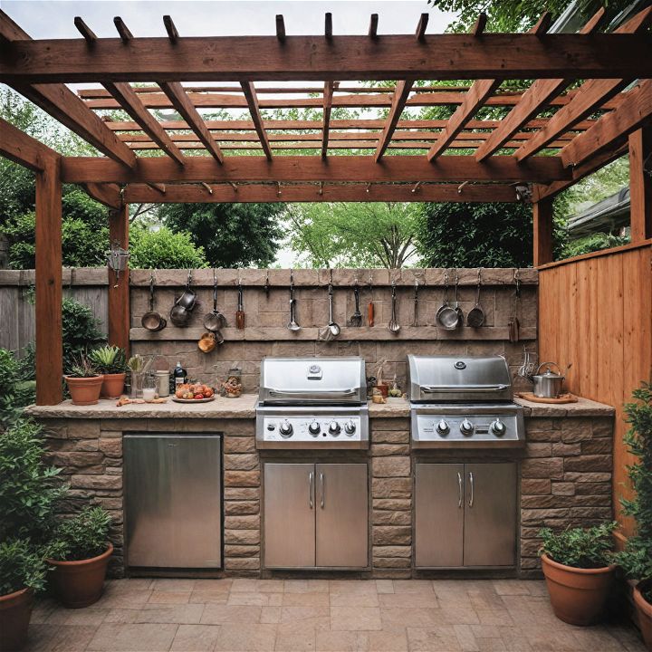 compact backyard patio kitchen