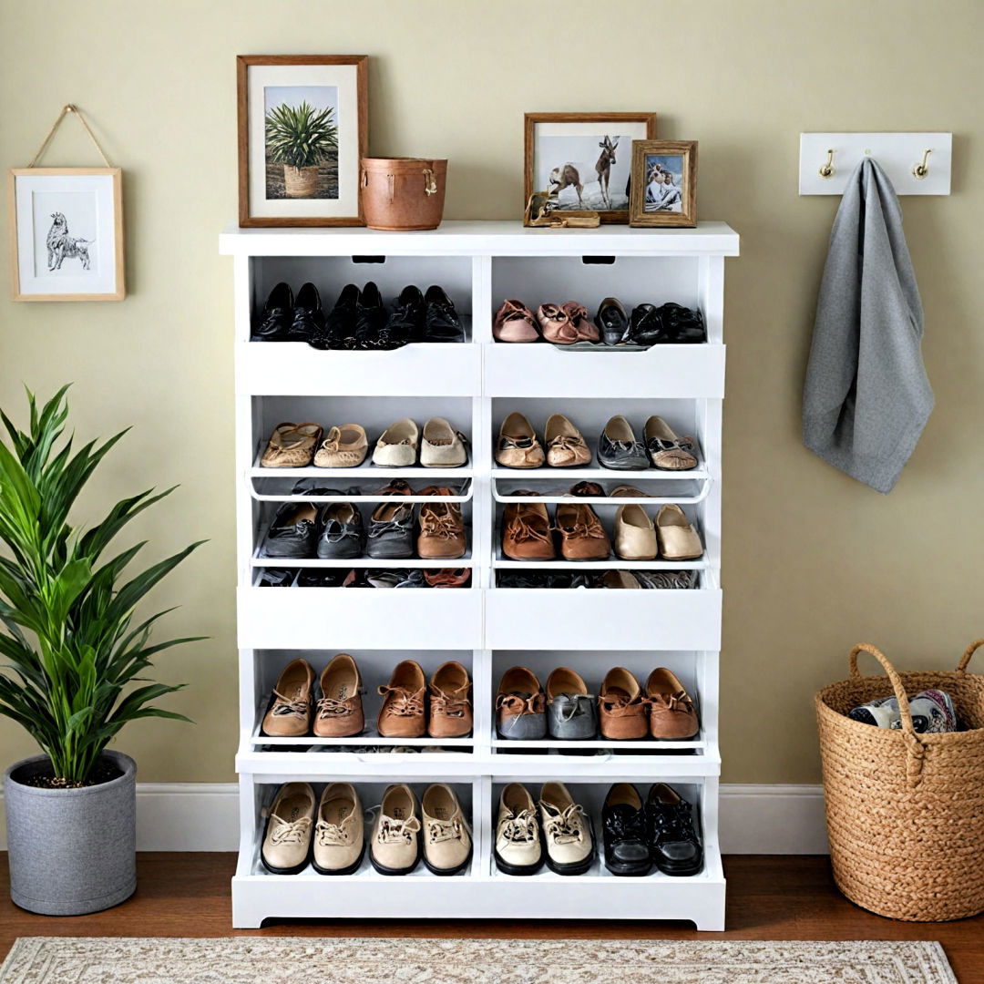 compact entryway shoe cabinet