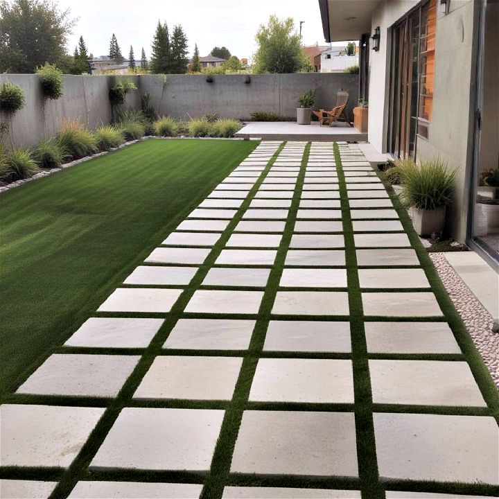 concrete and grass inlay walkways design