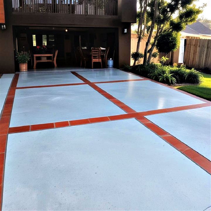 concrete driveway with inlay designs