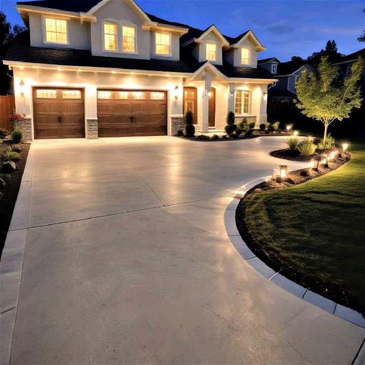 concrete driveway with lighting