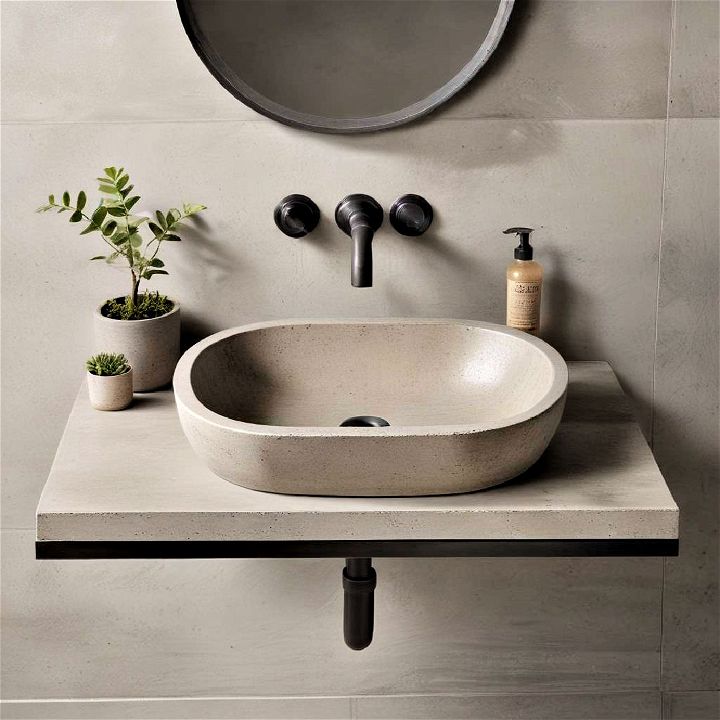 concrete sink basin for an industrial bathroom