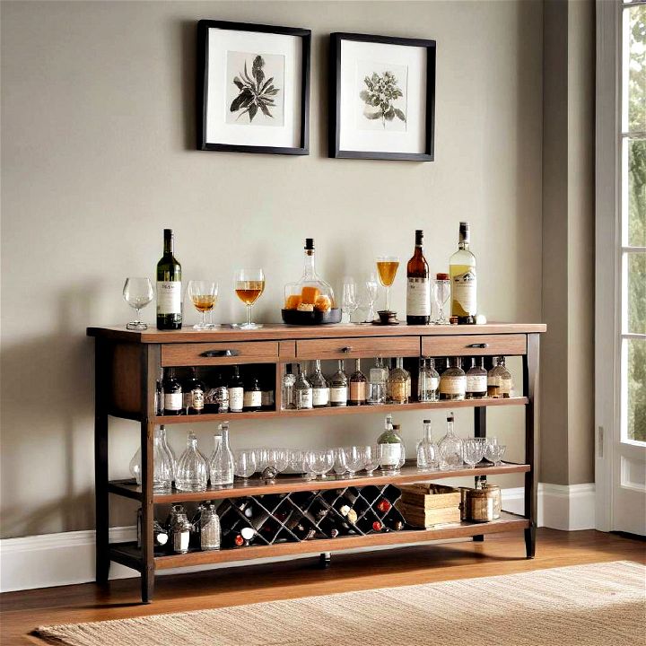 console table bar with additional storage