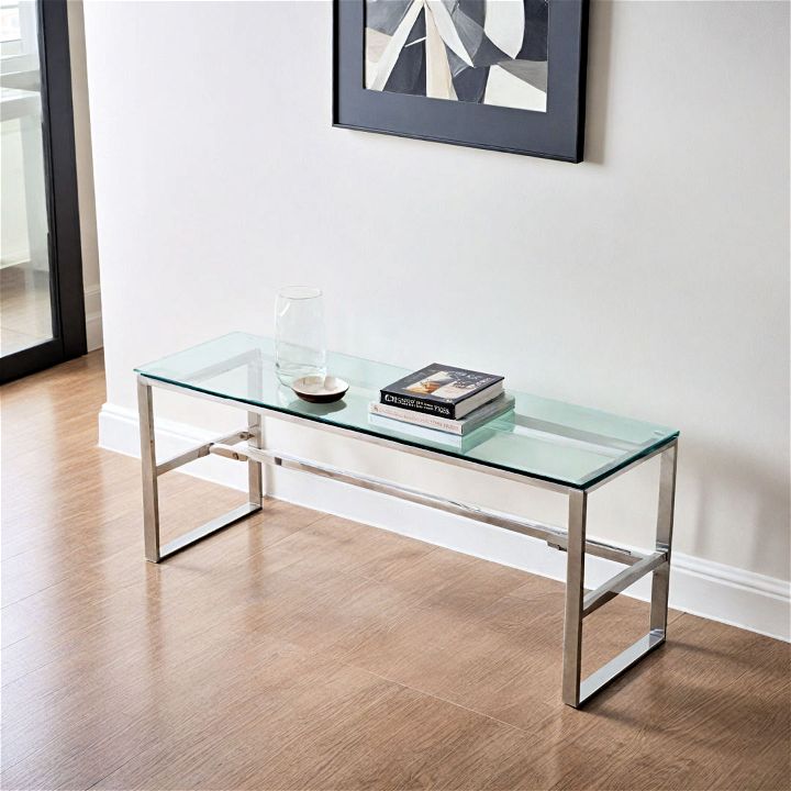 contemporary and sleek glass bench