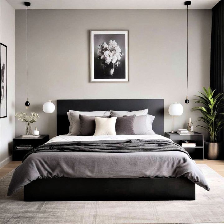 contemporary chic black and grey bedroom