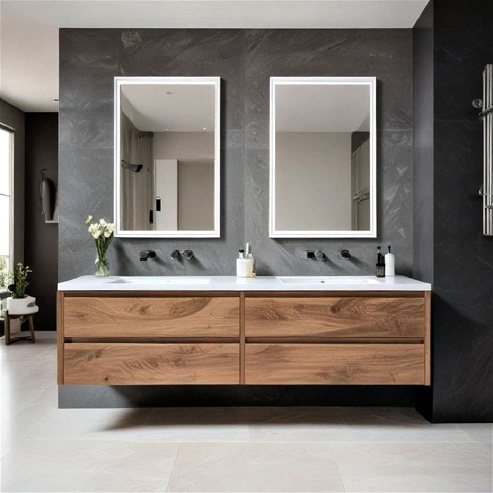 contemporary floating double vanity