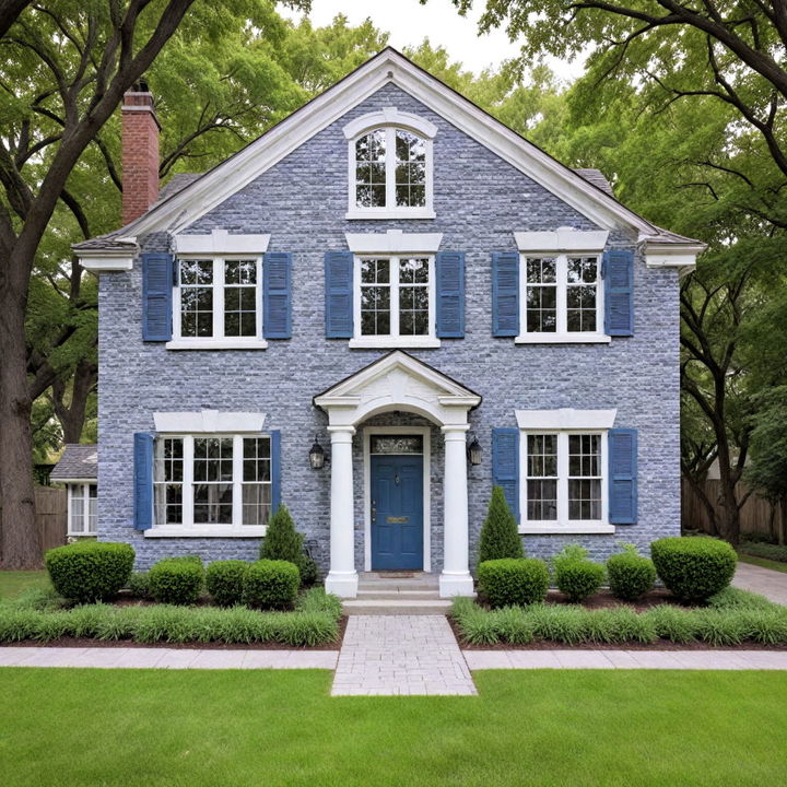 cool gray painted brick modern house