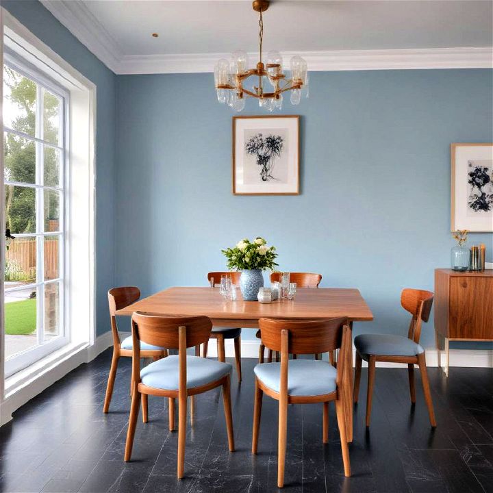 cool icy blue dining room