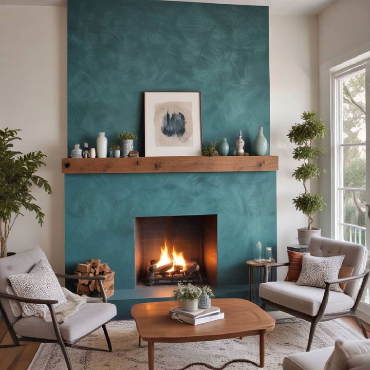 cool teal fireplace