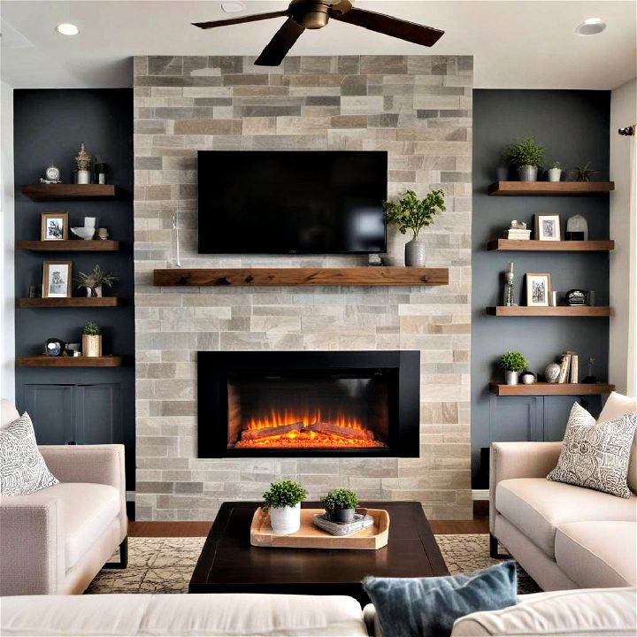 coordinated color scheme fireplace idea