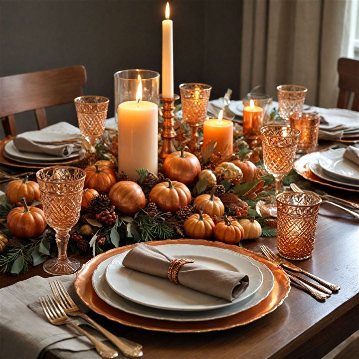 copper elements for thanksgiving table decor