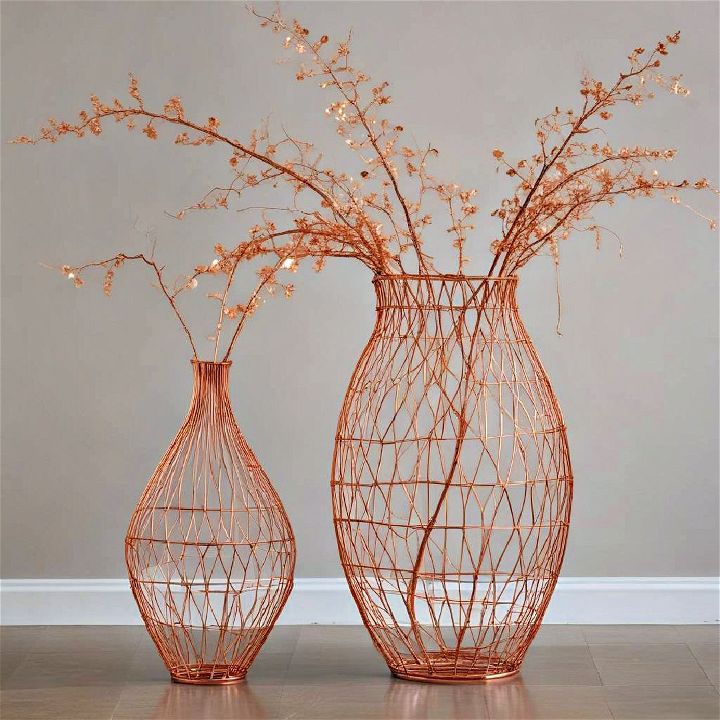 copper wire sculptures floor vase