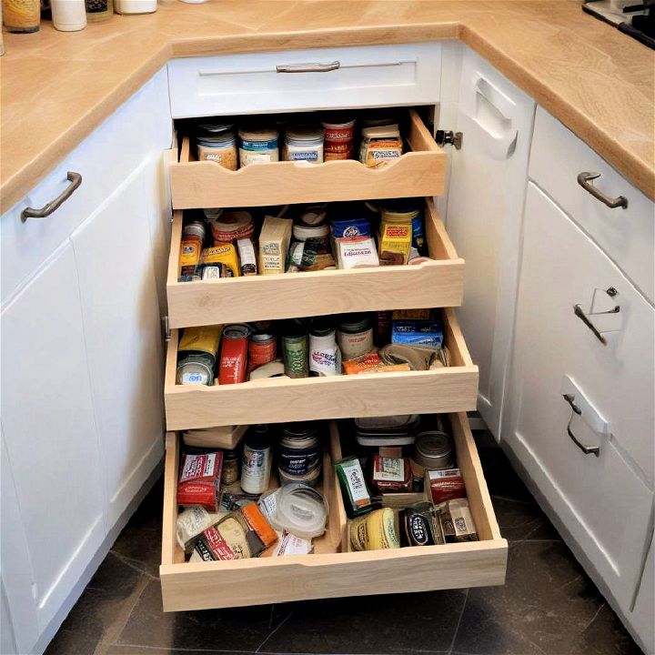 corner drawers as pantry