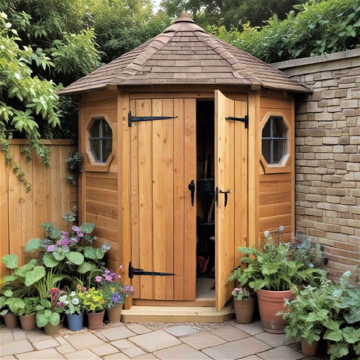 corner shed for smaller garden