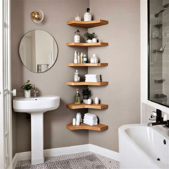 corner shelf for apartment bathroom