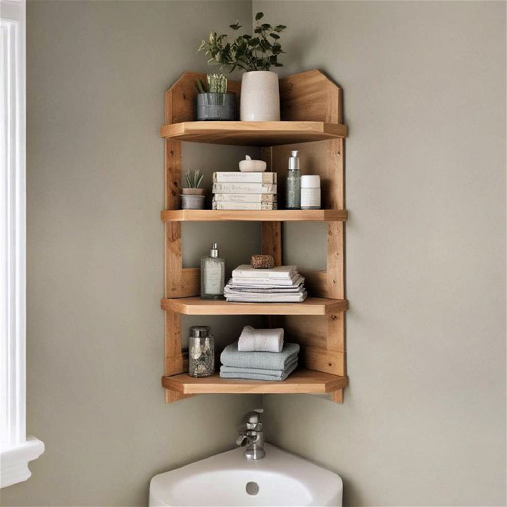 corner shelves for small bathroom