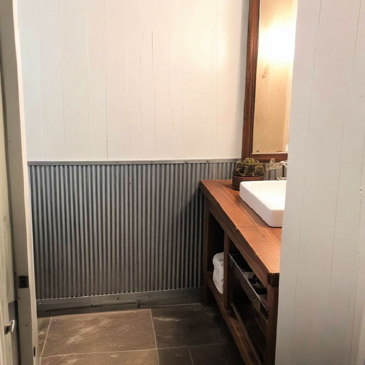 corrugated metal wainscoting