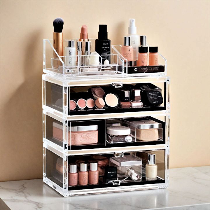 cosmetic display case for vanity