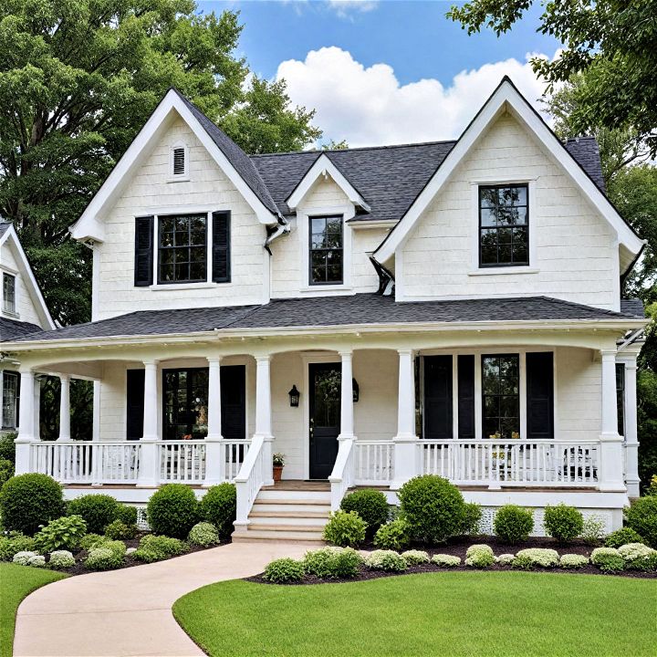 cottage style vanilla white home exterior