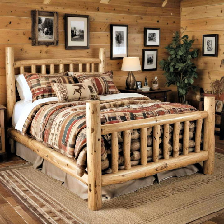 cozy and charming log bed