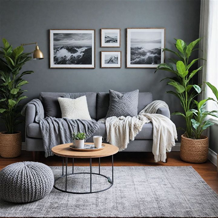 cozy and textured gray living room