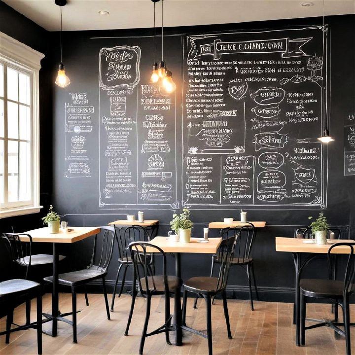 cozy and welcoming coffee shop chalkboard wall