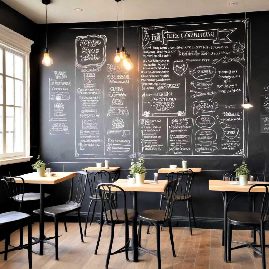 cozy and welcoming coffee shop chalkboard wall