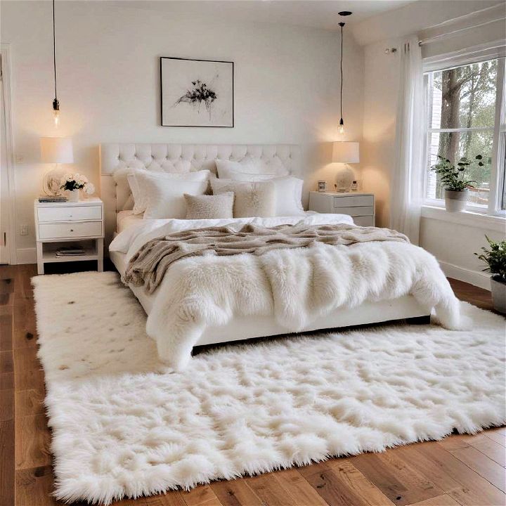 cozy area rug for white bedroom