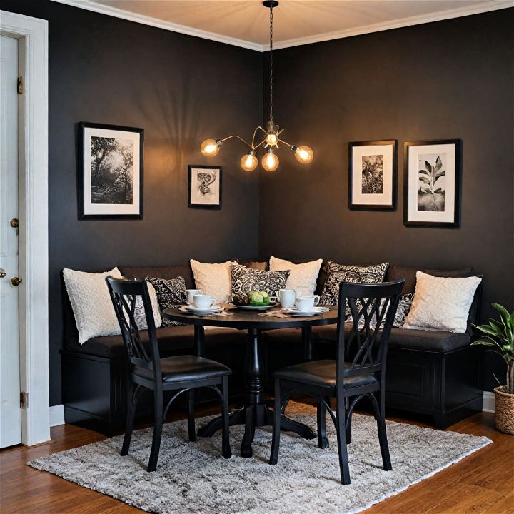 cozy black corner for quiet meals
