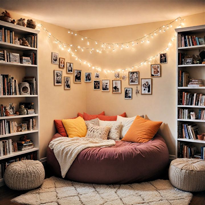 cozy book nook themed bedroom