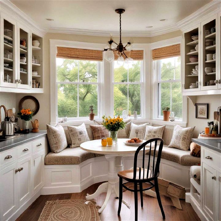 cozy breakfast nook with a small table