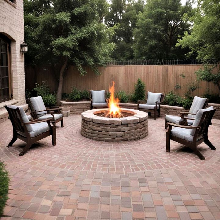 cozy brick fire pit in a courtyard