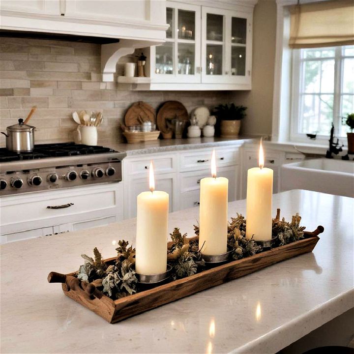 cozy candle holder kitchen island