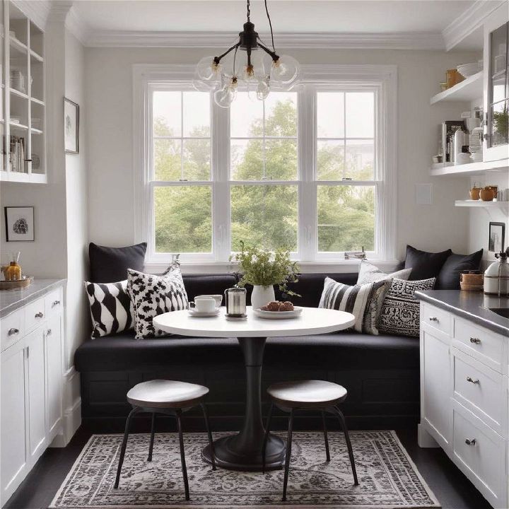 cozy corners for black and white kitchen