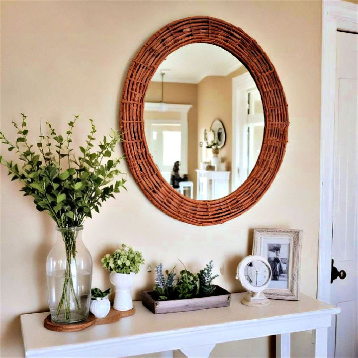 cozy cottage wicker frame mirror