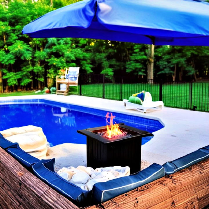 cozy fire pit for above ground pool