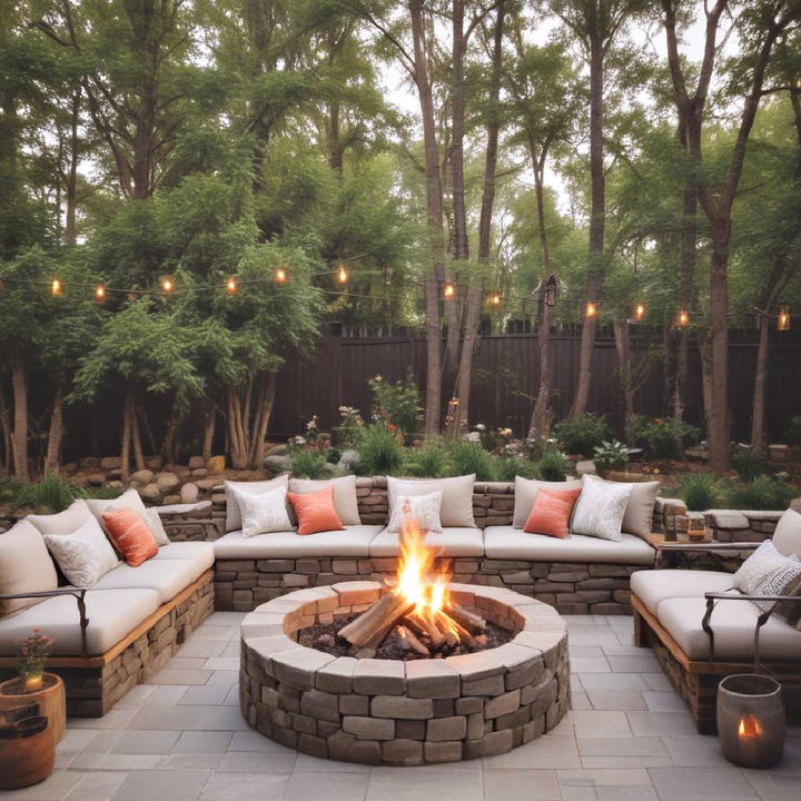 cozy fire pit living room