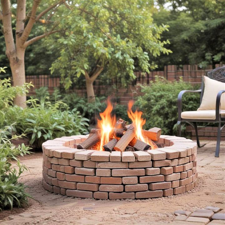 cozy garden fire pit using bricks